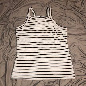 Black and White Stripe Halter Crop Top
